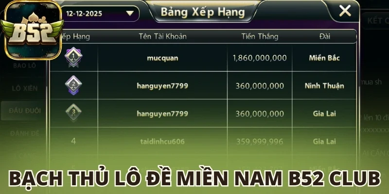 Bạch thủ lô đề miền Nam B52 club