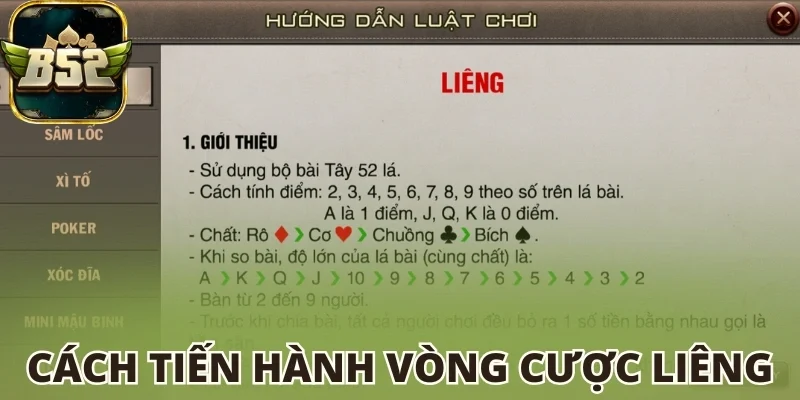 Cách tiến hành vòng cược Liêng B52 Club