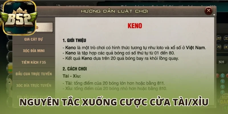 Nguyên tắc xuống cược cửa Tài/Xỉu