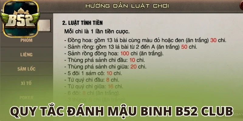 Quy tắc đánh bài Mậu binh B52 club